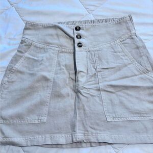 Aerie Cream Mini Skirt with Button Detail